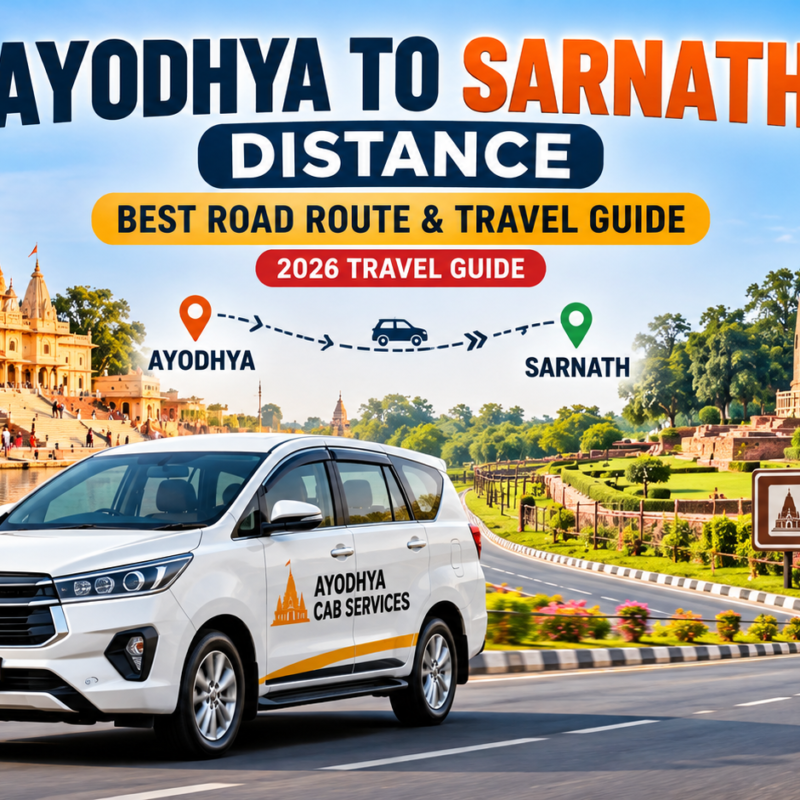 Ayodhya to Sarnath Distance road journey with Ayodhya Cab Services vehicle travelling towards Sarnath